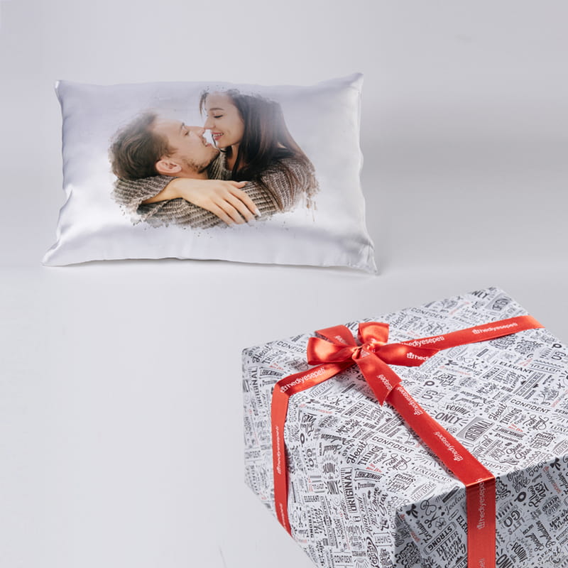 Sulu Boya Efektli Fotoğraf Baskılı Saten Yastık