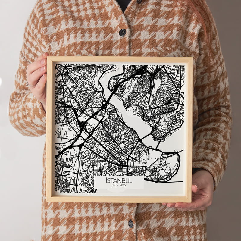 Unutulmaz Anlarınıza Özel 3'lü Şehir Haritası Tablo Seti