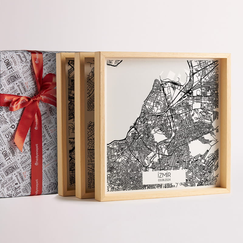 Unutulmaz Anlarınıza Özel 3'lü Şehir Haritası Tablo Seti