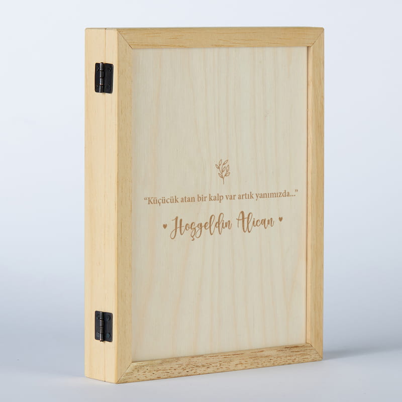 Yeni Doğan Bebeğe Özel Ahşap Çerçeve - Fotoğraflı Ahşap Hediye Kutusu