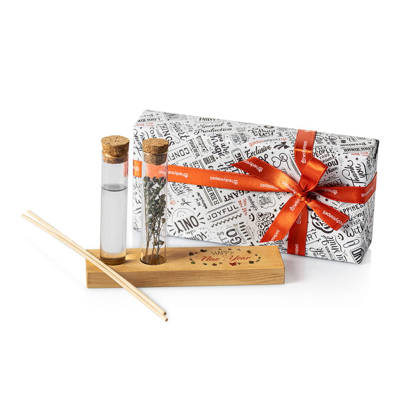 Yılbaşı Tasarımlı Dekoratif Set - Bambu Oda Kokusu Şişesi