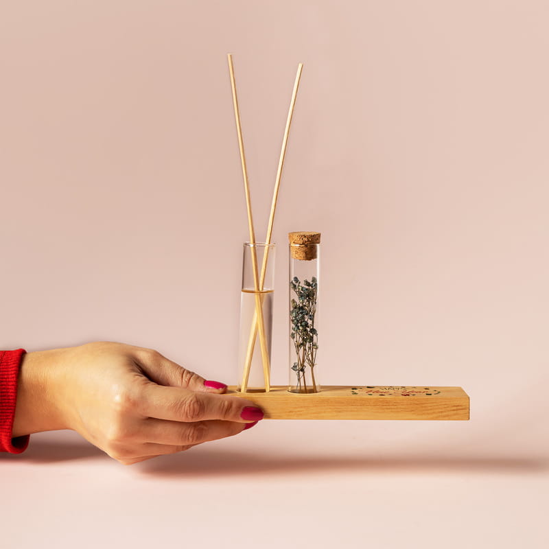 Yılbaşı Tasarımlı Dekoratif Set - Bambu Oda Kokusu Şişesi