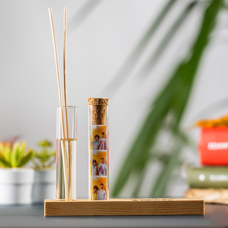 Yıldönümü Hediyesi Müzik Kodlu Dekoratif Set - Bambu Oda Kokusu Şişesi