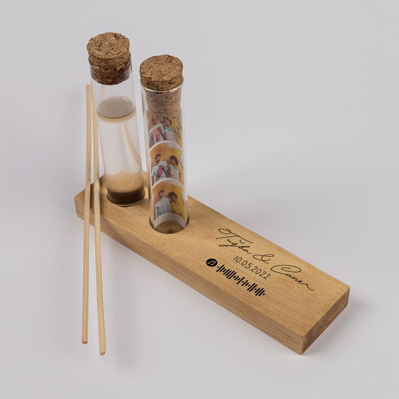 Yıldönümü Hediyesi Müzik Kodlu Dekoratif Set - Bambu Oda Kokusu Şişesi