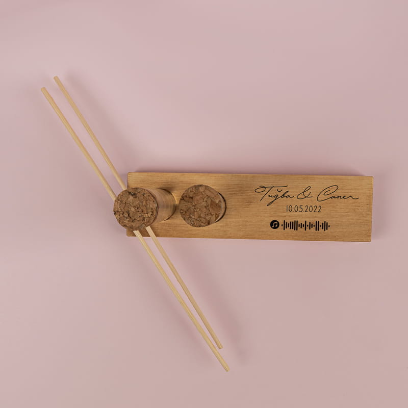 Yıldönümü Hediyesi Müzik Kodlu Dekoratif Set - Bambu Oda Kokusu Şişesi