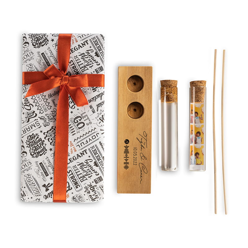 Yıldönümü Hediyesi Müzik Kodlu Dekoratif Set - Bambu Oda Kokusu Şişesi