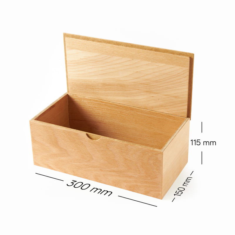 150x300x115 mm Geçme Kapaklı Kayın Kutu