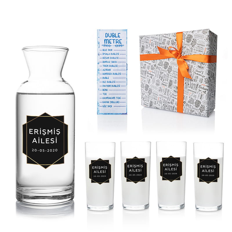 Aile İsimli Ev Hediyesi 4+1 Rakı Kadehi Seti