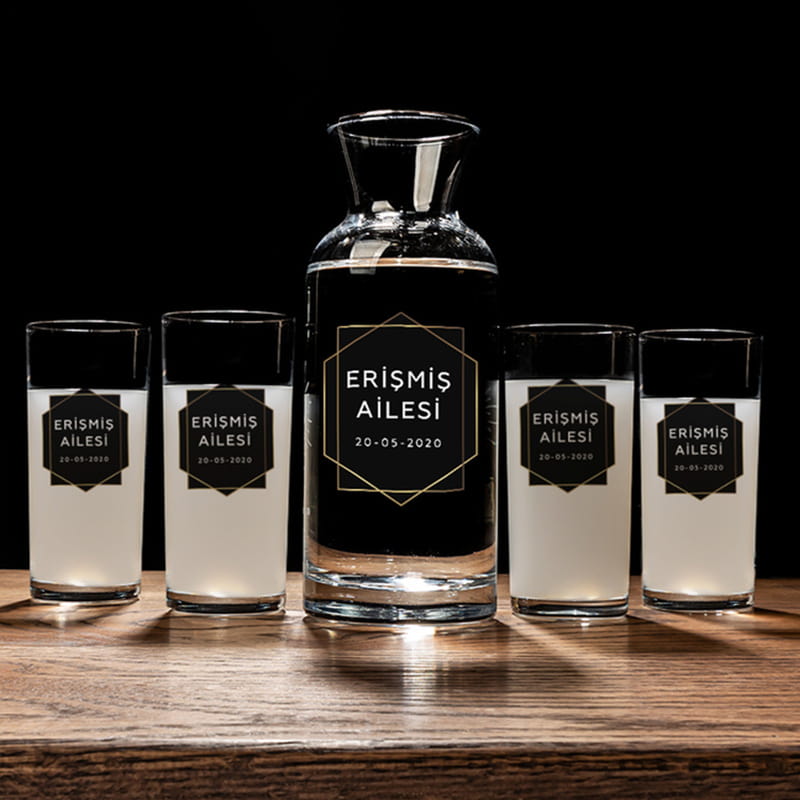 Aile İsimli Ev Hediyesi 4+1 Rakı Kadehi Seti