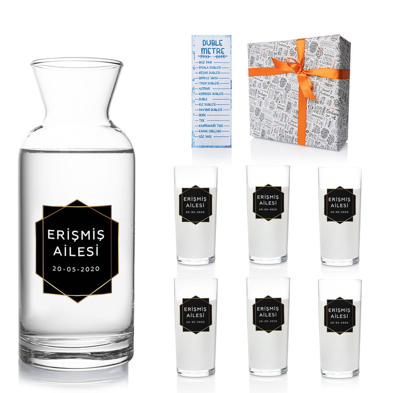 Aile İsmine Özel Ev Hediyesi 6+1 Rakı Kadehi Seti