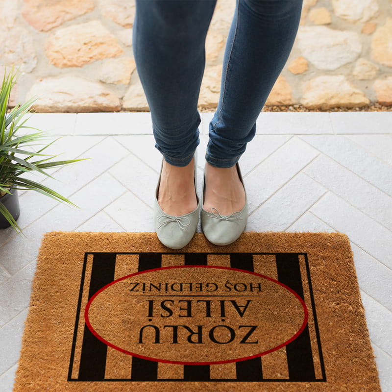 Aile İsmine Özel Hoşgeldiniz Kapı Önü ve Ev İçi Paspas
