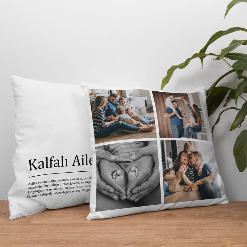 Aile kelime Anlamlı Fotoğraf Baskılı Dekoratif Kırlent Yastık
