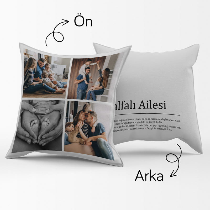 Aile kelime Anlamlı Fotoğraf Baskılı Dekoratif Kırlent Yastık