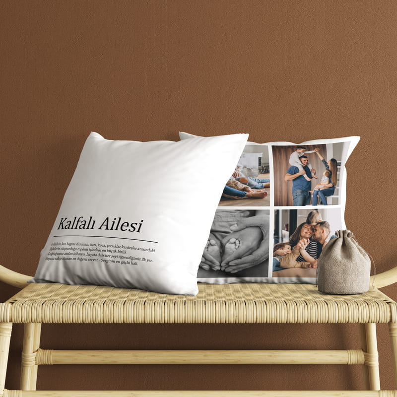 Aile kelime Anlamlı Fotoğraf Baskılı Dekoratif Kırlent Yastık