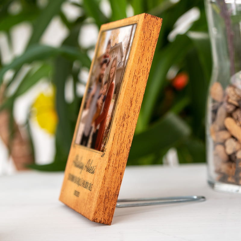 Aile Mottolu Fotoğraf Baskılı Ahşap Masaüstü Çerçeve