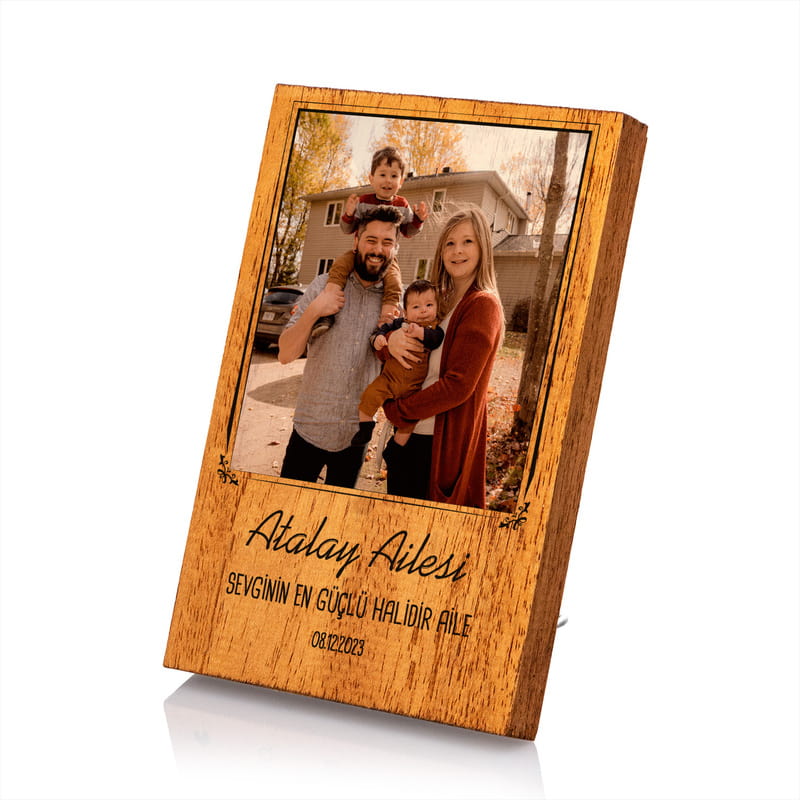 Aile Mottolu Fotoğraf Baskılı Ahşap Masaüstü Çerçeve