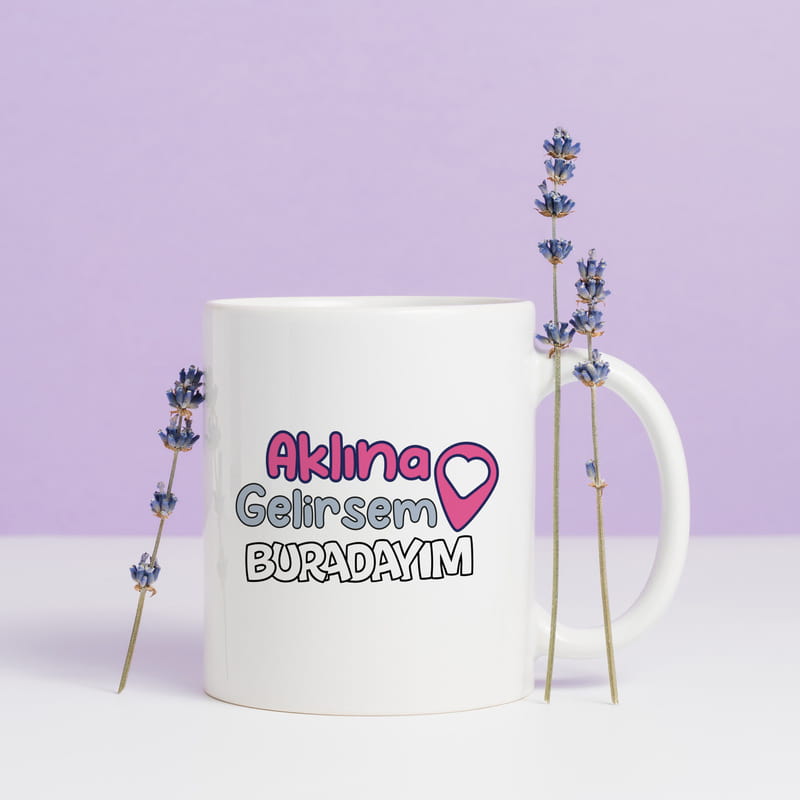 Aklına Gelirsem Buradayım Baskılı Sevimli Fil Kupa Bardak