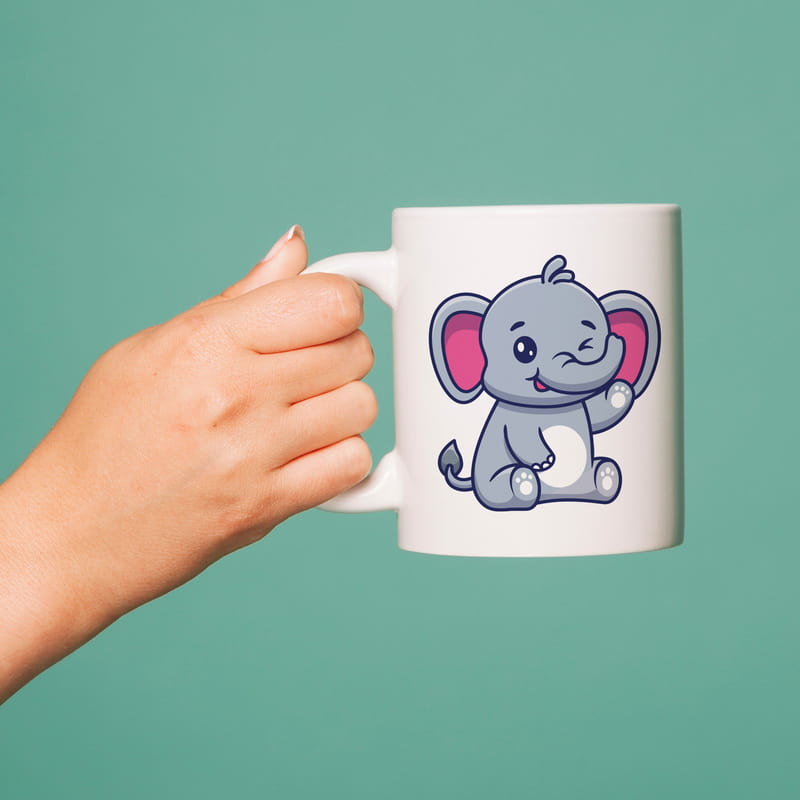 Aklına Gelirsem Buradayım Baskılı Sevimli Fil Kupa Bardak