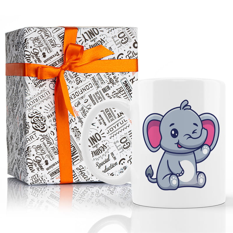 Aklına Gelirsem Buradayım Baskılı Sevimli Fil Kupa Bardak