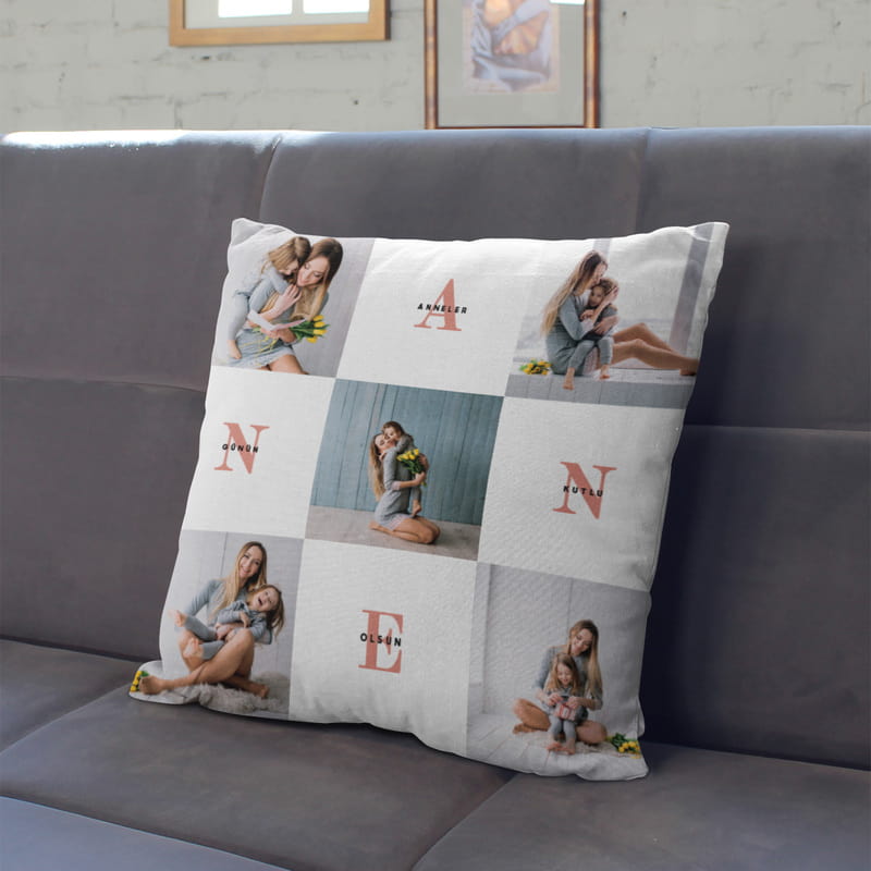 Anne Tasarımlı Fotoğraf Baskılı Dekoratif Kırlent Yastık