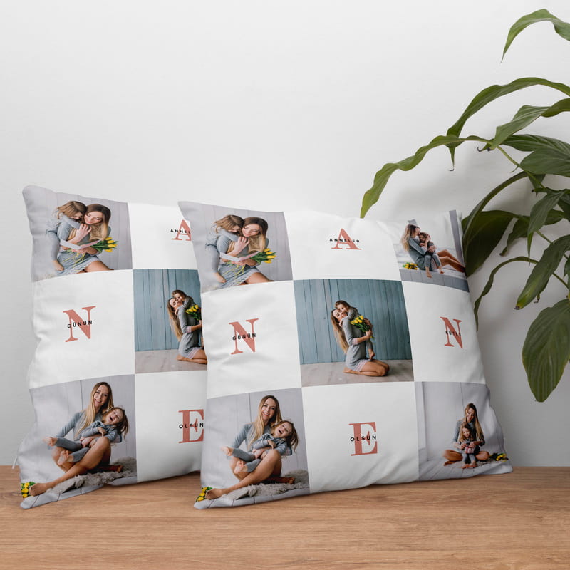 Anne Tasarımlı Fotoğraf Baskılı Dekoratif Kırlent Yastık