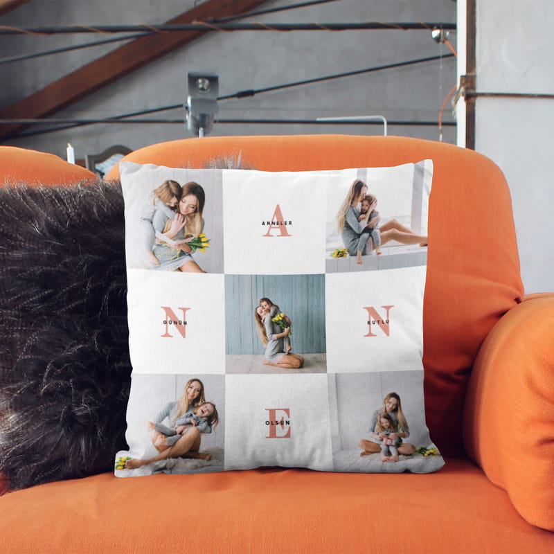Anne Tasarımlı Fotoğraf Baskılı Dekoratif Kırlent Yastık