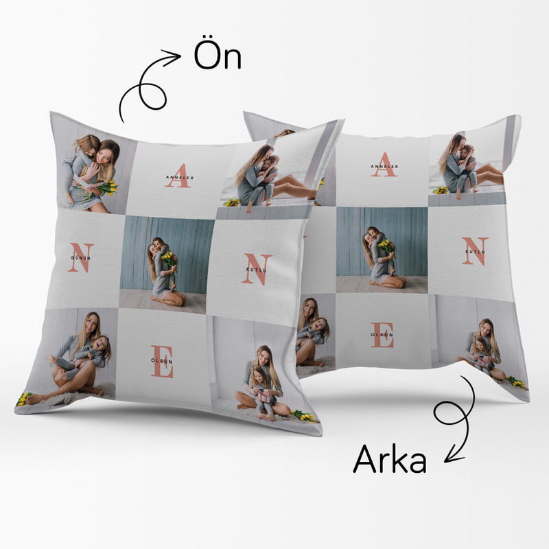 Anne Tasarımlı Fotoğraf Baskılı Dekoratif Kırlent Yastık