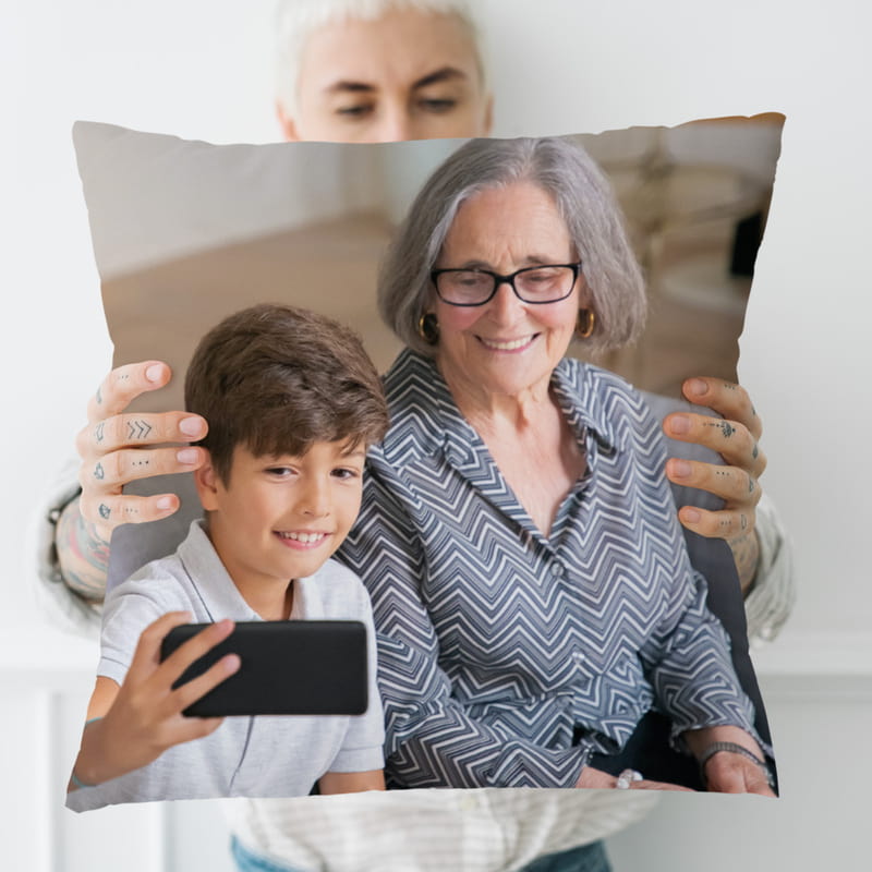 Anneanne ve Babaanneye Hediye Fotoğraf Baskılı Kırlent Yastık