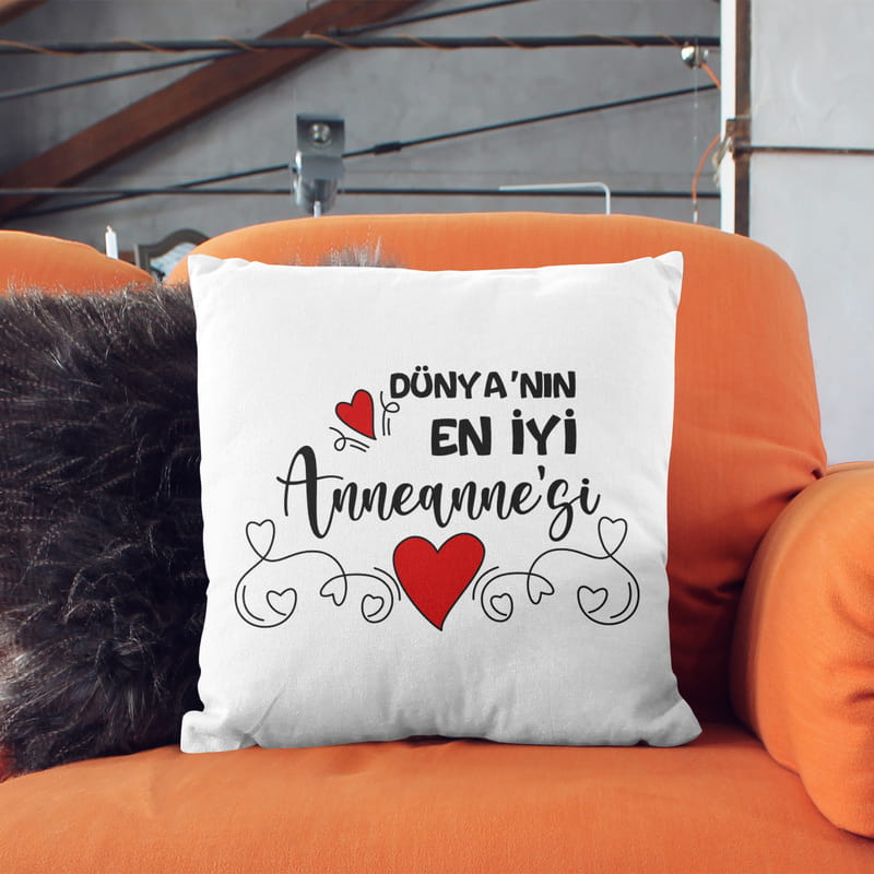 Anneanne ve Babaanneye Hediye Fotoğraf Baskılı Kırlent Yastık