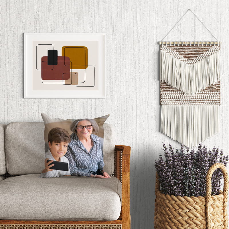 Anneanne ve Babaanneye Hediye Fotoğraf Baskılı Kırlent Yastık