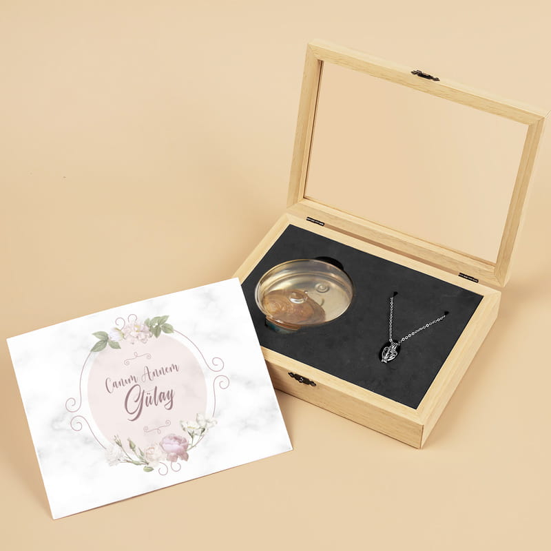 Anneler Günü Hediyesi İstiridye Kolye - Kişiye Özel Kartlı Gerçek İnci Kolye