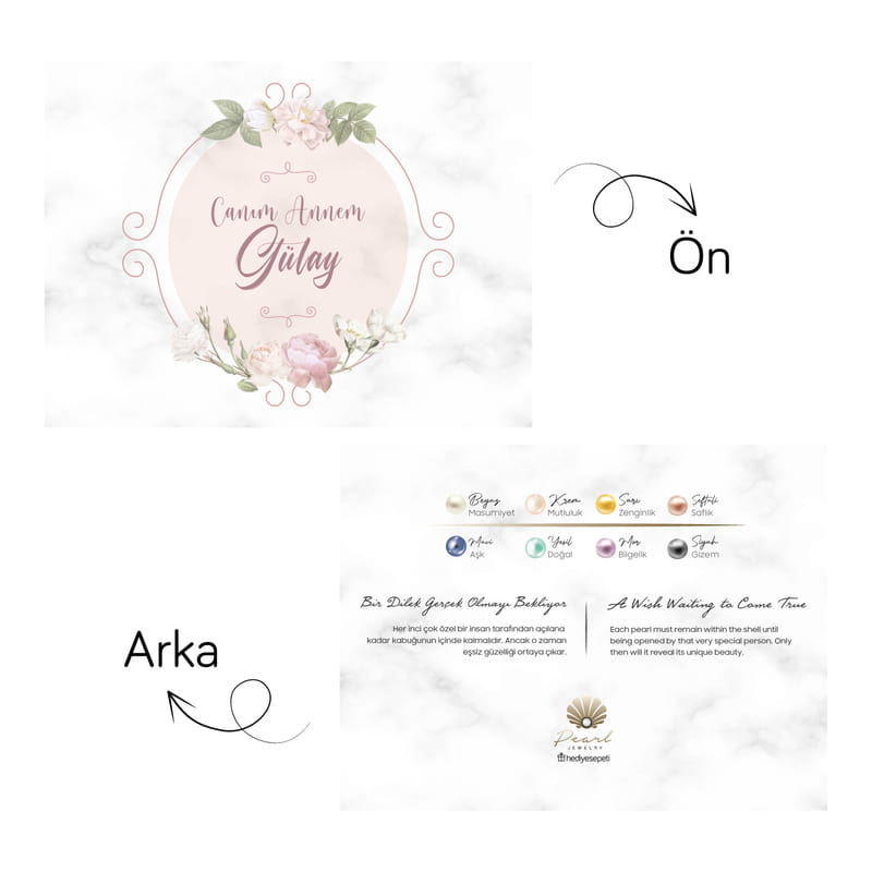 Anneler Günü Hediyesi İstiridye Kolye - Kişiye Özel Kartlı Gerçek İnci Kolye