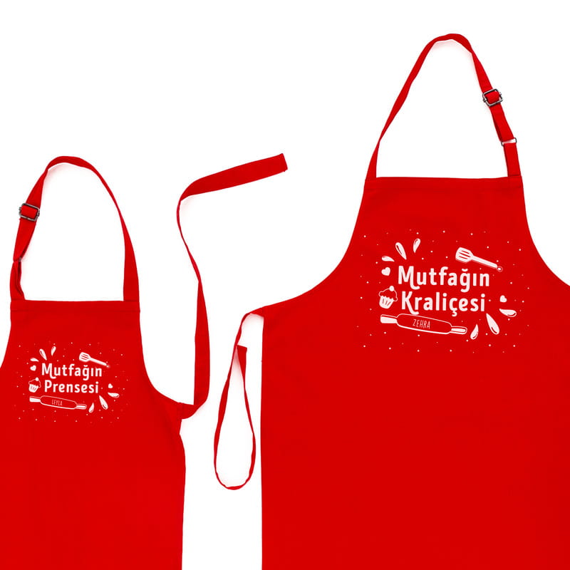 Anneler Günü Hediyesi Kişiye Özel Anne Çocuk 2li Mutfak Önlüğü