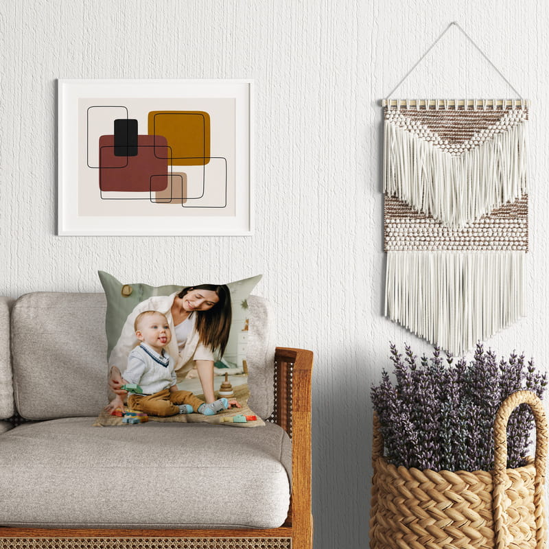 Anneye Hediye En İyi Oyun Arkadaşım Tasarımlı Fotoğraf Baskılı Kırlent Yastık