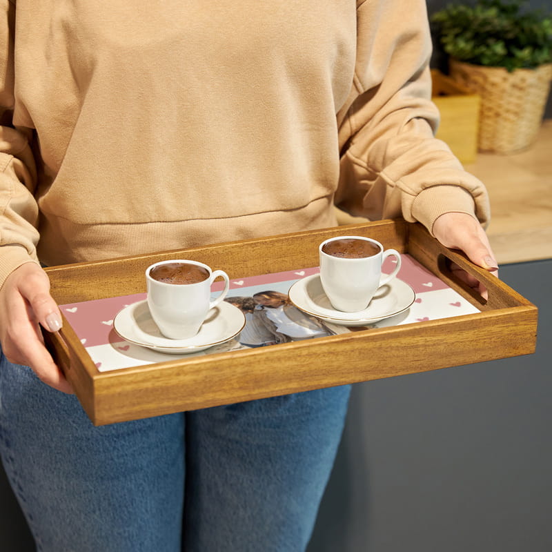 Anneye Hediye Fotoğraf ve Mesaj Baskılı Sunum Tepsisi