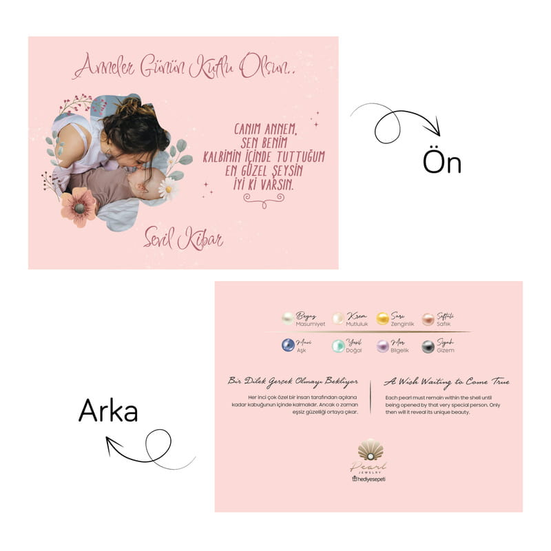 Anneye Hediye İstiridye İçinde İnci Kolye - Kişiye Özel Kartlı Gerçek İnci Kolye