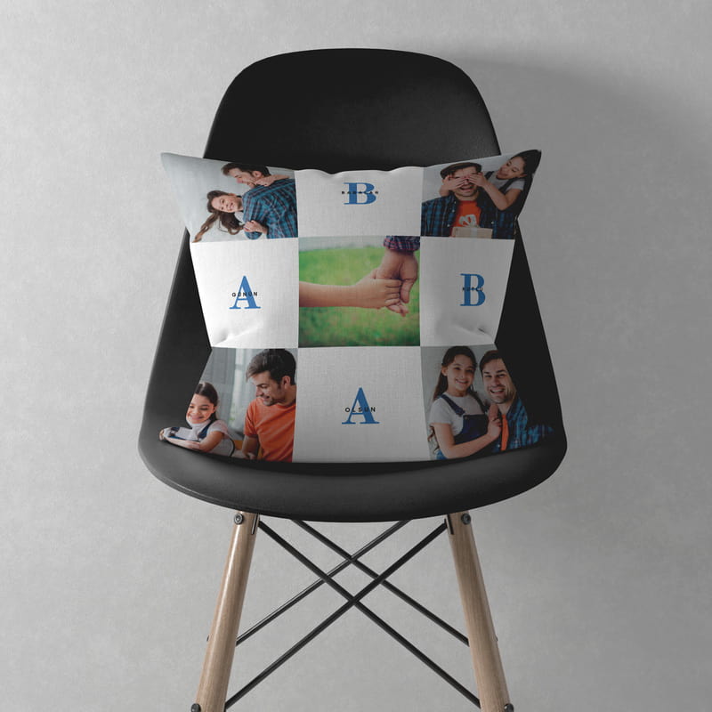 Baba Tasarımlı Fotoğraf Baskılı Dekoratif Kırlent Yastık