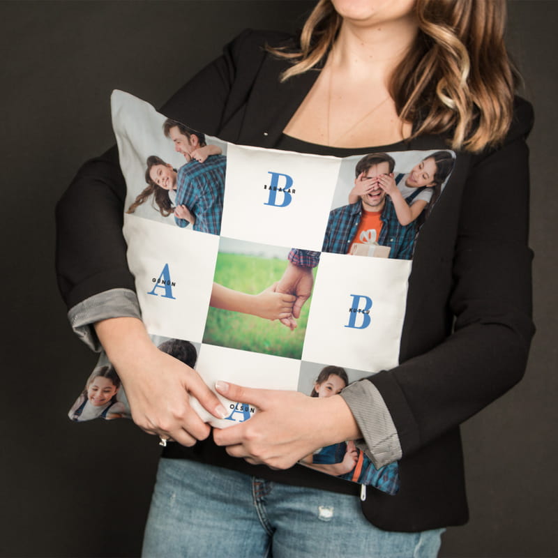 Baba Tasarımlı Fotoğraf Baskılı Dekoratif Kırlent Yastık