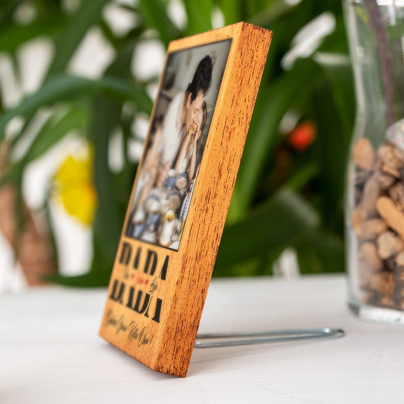 Baba Tasarımlı İsim ve Fotoğraf Baskılı Masif Çerçeve