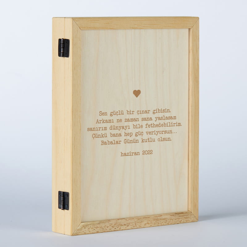 Babaya Hediye Fotoğraf ve Mesaj Baskılı Ahşap Kapaklı Çerçeve