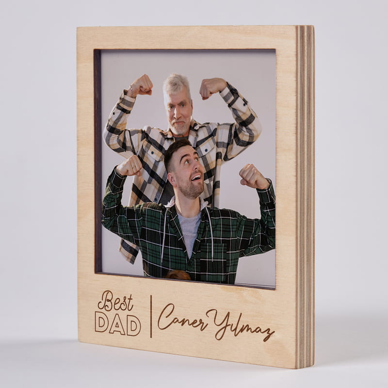 Babaya Hediye Pola Kart Fotoğraflı Ahşap Çerçeve