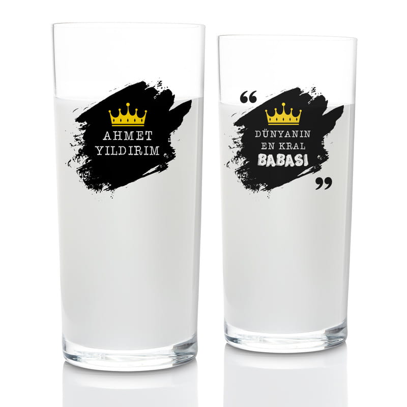 Babaya Kral Tacı Tasarımlı İsme Özel 2li Rakı Kadehi Seti