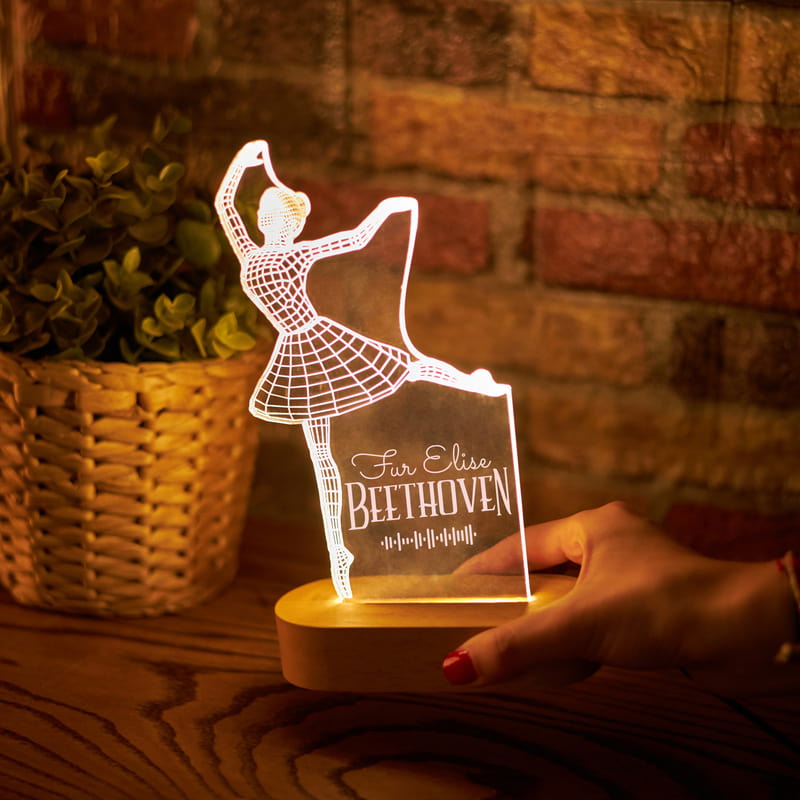 Balerin Kız Tasarımlı Kişiye Özel Dekoratif Led Lamba