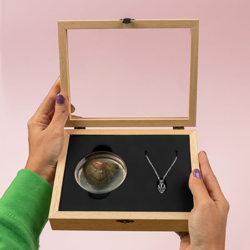 Canım Anneme Mesajlı Anneler Günü Kolyesi - Gerçek İnci Kolye Ahşap Hediye Kutusu