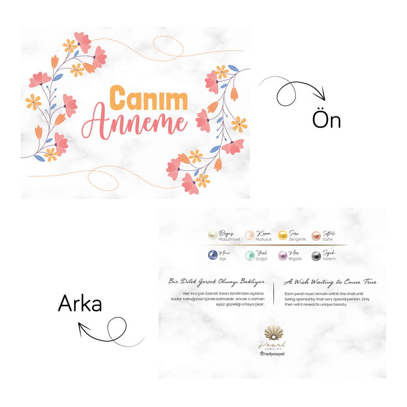 Canım Anneme Mesajlı Anneler Günü Kolyesi - Gerçek İnci Kolye Ahşap Hediye Kutusu