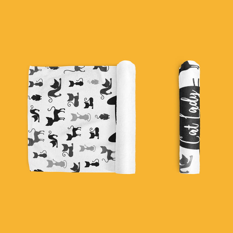 Cat Lady Tasarımlı İsme Özel Kedi Havlusu