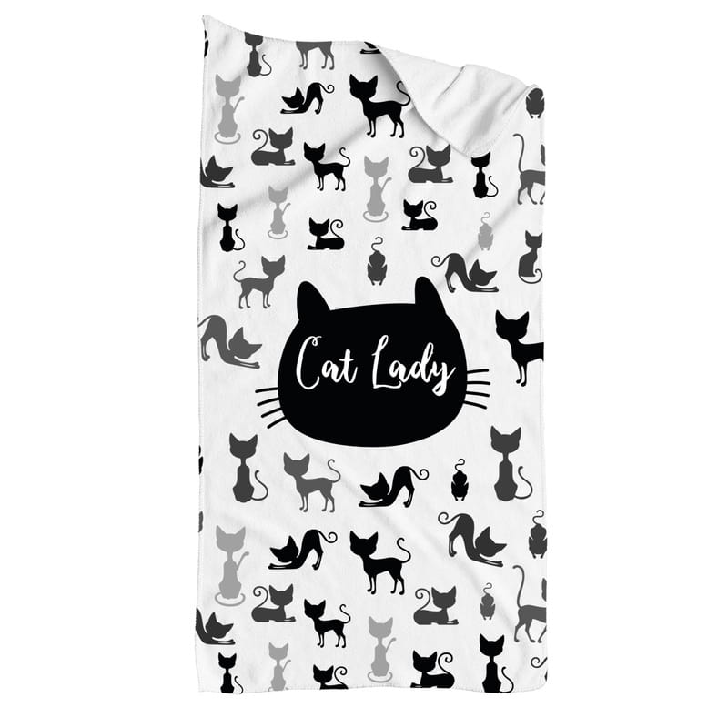 Cat Lady Tasarımlı İsme Özel Kedi Havlusu