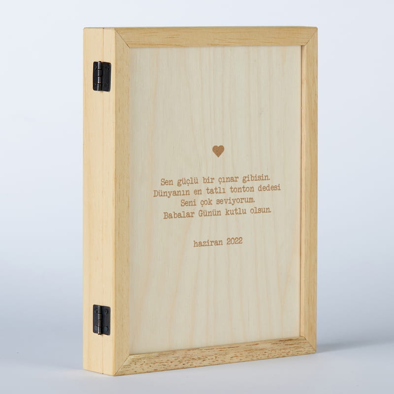 Dedeye Babalar Günü Hediyesi Fotoğraf ve Mesajlı Ahşap Çerçeve