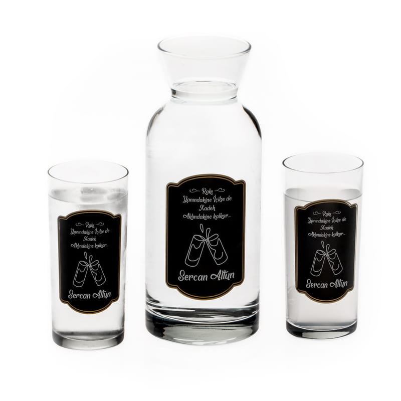 Efkarlı Sözler 2li Rakı Kadehi Karaf Seti