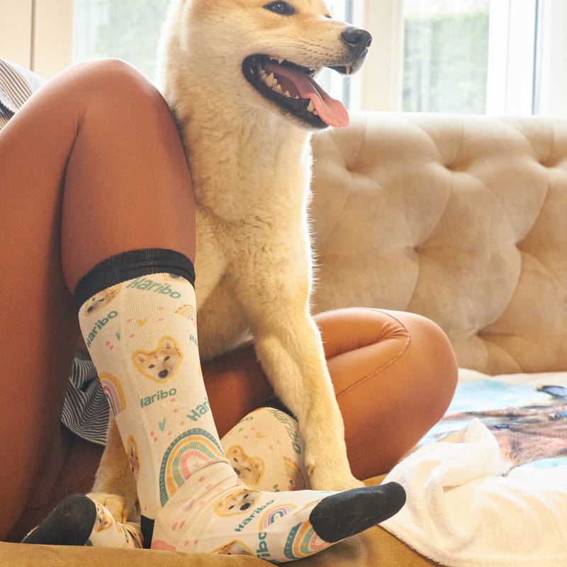 Evcil Hayvan Fotoğraf ve İsim Baskılı Rainbow Çorap